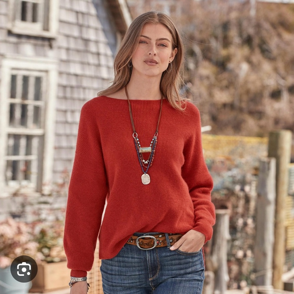 Sundance Jovie Rust Orange 100% Cashmere Sweater Women's Crew Neck Size XS